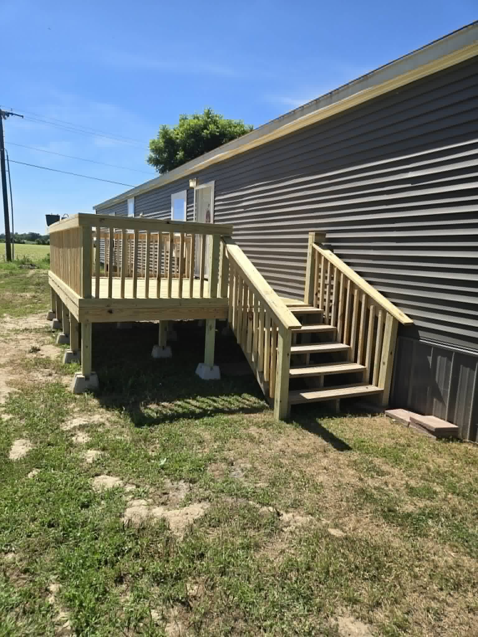 Newly built raised deck and stairs